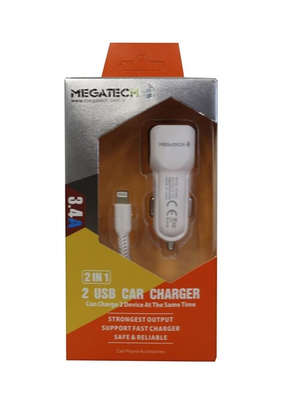 Megatech T05-m40 Beyaz 3.4a Pd-usb Araç Çakmaklık Iphone Şarj Aleti Hızlı Şarj