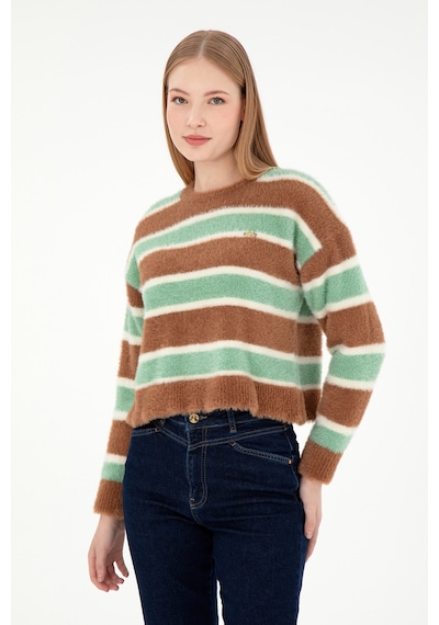 U.S. Polo Assn. Kadın Camel Bisiklet Yaka Kazak 50293145-VR015
