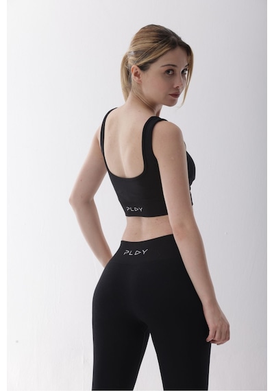 Playsportswear Seamless Siyah Normal Bel Fitted Basic Sporcu Tayt Takımı SiYAH