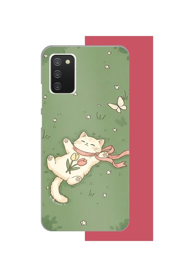 Samsung Galaxy A02s Uyumlu Fularlı Kedi Baskılı Silikon Kılıf Renkli