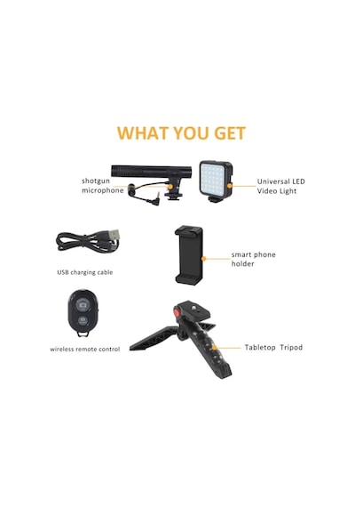 Ay-49 Video Making Kit Kumandalı Mikrofon Led Işık Mini Tripod Için Telefon Vlog Video Kayıt Senalstore