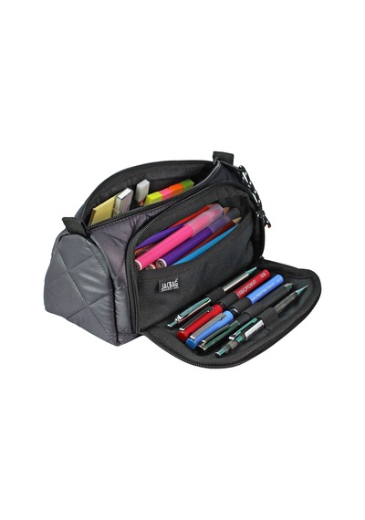 Jacbag Prime Xl Soft-çift Bölmeli Kapitone Kalemkutu Prime Xl Soft-gri renkli