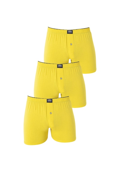 Arma Yıldız Erkek Sarı Düğmeli Boxer 3'lü Paket %100 Pamuklu Penye-sarı