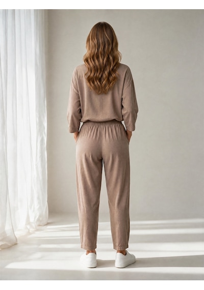 Nealirsanall.com Kadın Tencel Kumaş Düğmeli Düşük Omuz Gömlek Ve Beli Lastikli Pantolon İkili Takım Taş Nealirsanall.com Kadın Tencel Kumaş Düğmeli Düşük Omuz Gömlek Ve Beli Lastikli Pantolon İkili Takım Taş