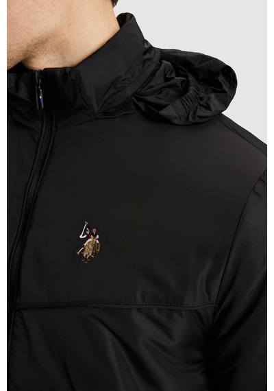 U.S. Polo Assn. Erkek Siyah Dik Yaka Fermuarlı Cepli Yağmurluk Tarzı Mont 50326198-vr046