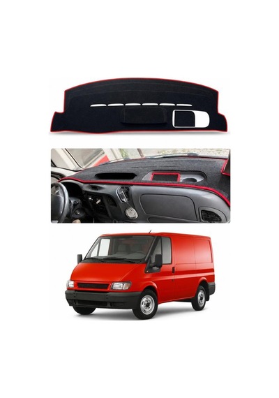 Ford - Transit 2000-2013 Uyumlu Torpido Koruma Kılıfı - Kırmızı Şeritli