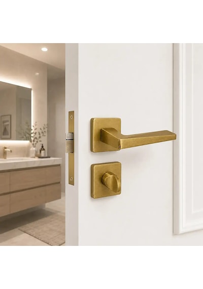Sese Ayla Modeli Rozetli Wc Kapı Kolu Titanyum 200-242r-02-05