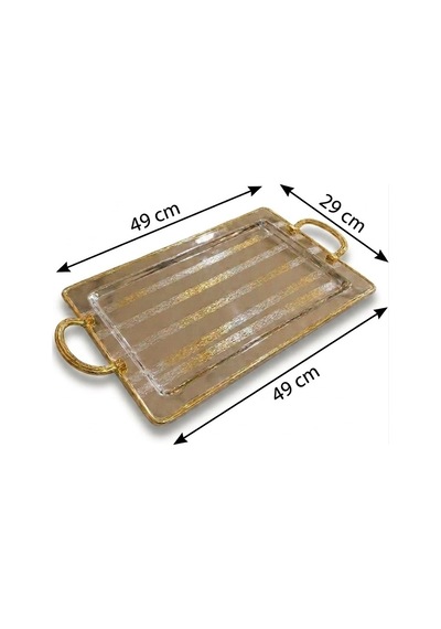 Büyük Boy Metal Tepsi 29 X 49 Cm Gümüş - Altın
