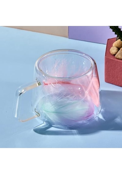 Double Feather Çift Cidarlı Kupa 200 Ml Açık Beyaz