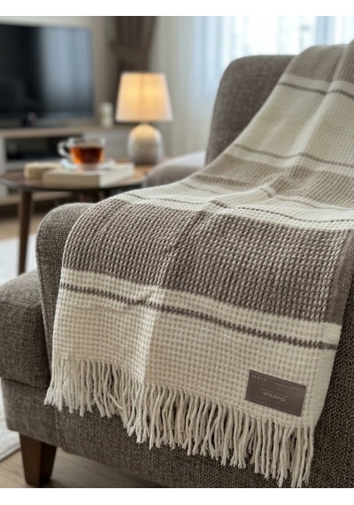 Livoras Home Dinarsu Cozy Life Pamuklu Tv Battaniyesi 130 X 170cm Vera Camel Vera Bej