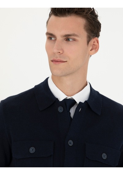 Pierre Cardin Erkek Lacivert Melanj Triko Hırka 50278090-vr120 Lacivert Melanj