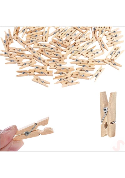 Dekoratif Ahşap Süs Mandalı, 3 Cm X 25 Adet - Natürel 1+