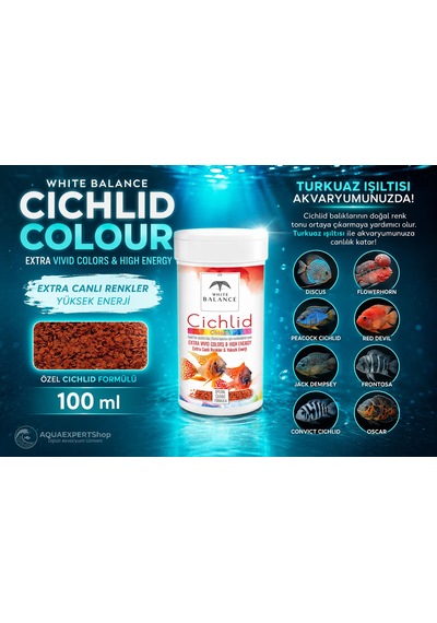 White Balance Cichlid Colour - Cichlid Balıkları İçin Özel Renk Canlandırcı Formül - Besleyici Ve Dengeli - 100 Ml
