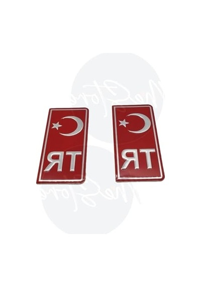 Kırmızı Türkiye Tr Plaka Sticker - 2'li Set Abanoz
