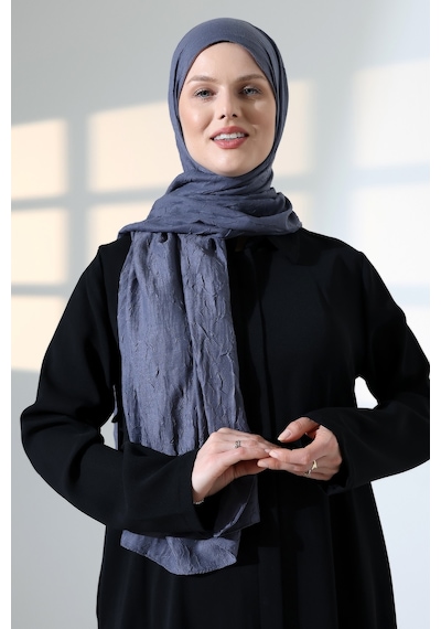 Kadın Tesettür Bambu Kraş Şal, Ütü Gerektirmeyen Doğal Hijab Başörtüsü 75x180 Cm - Füme