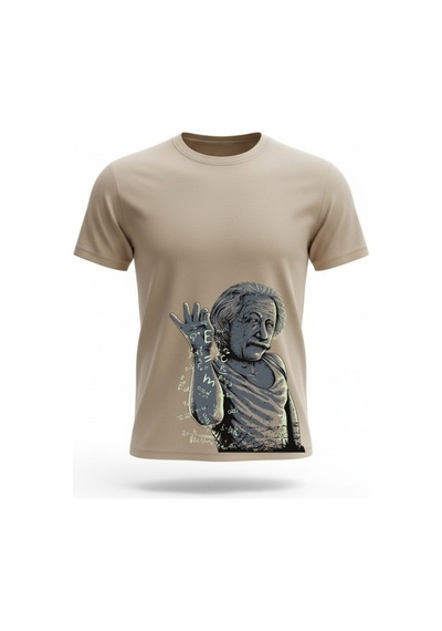 Urbantrendstore Unisex Albert Einstein Oversize Fit Rahat Geniş Salaş T-shirt Günlük Tişört Bej