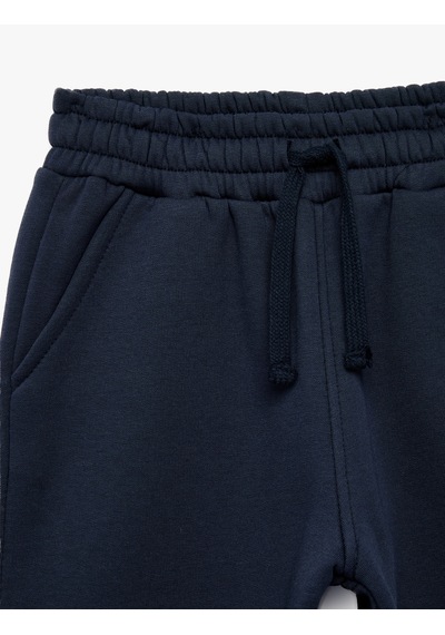 Koton Üç İplik Şardonlu Cep Detaylı Beli Bağcıklı Jogger Okul Eşofman Altı Lacivert 7wkb40107tk
