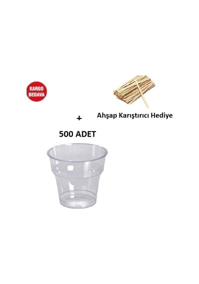 Plastik Mika Sert Kristal Bardak 500 Adet