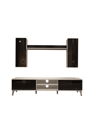 Decoraktiv Eko 7 Mdf Dvd Gold Tv Ünitesi Tv Sehpası Beyaz - Siyah