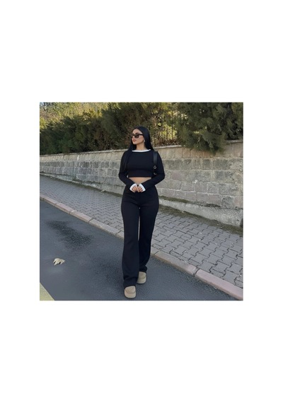 Genel Markalar Kadın Siyah Beyaz Detaylı Fitilli Uzun Kol Bluz Bol Paça Pantolon Alt-üst Takım Gri - 765939648 Gri Genel Markalar Kadın Siyah Beyaz Detaylı Fitilli Uzun Kol Bluz Bol Paça Pantolon Alt-üst Takım Gri - 765939648 Gri