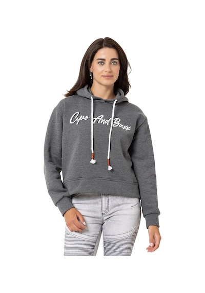 Cipo & Baxx Kadın Basic Grafik Baskılı Uzun Kollu Sweatshirt Wl351 Antrasit