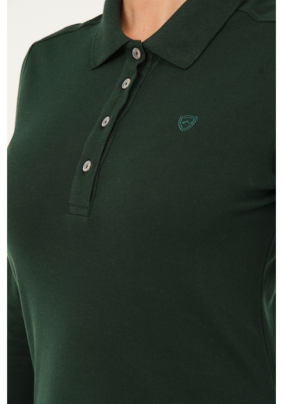 Msw Kadın Uzun Kollu Regular Fit Polo Yaka T-shirt Nefti