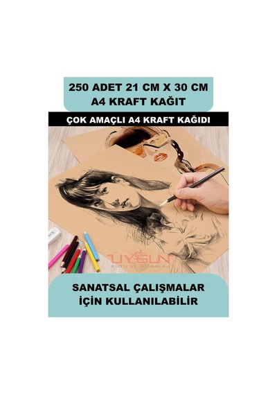 250 Adet A4 Kraft Kağıt 21x30 100 Gr. Yazıcı Uyumlu, Vintage Resim Kağıdı, Çocuk Etkinlik Kağıdı