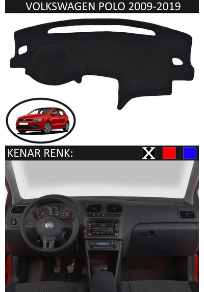 Guerrıno Torpido Koruma Halısı Siyah Kenar Renk Siyah Volkswagen Polo 2009-2019 İle Uyumlu