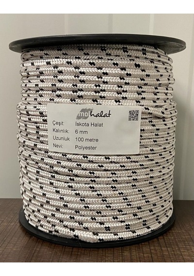 Molhalat 6 MM İskota Halat 100 Metre Parlak Örgülü Polyester Halat