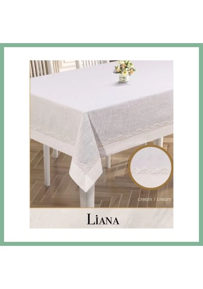 Bşkvirgo 160x260 Cm Liana Model Krem Çeyizlik Keten Dantel Şık Yemek Dekoru Bsk2026