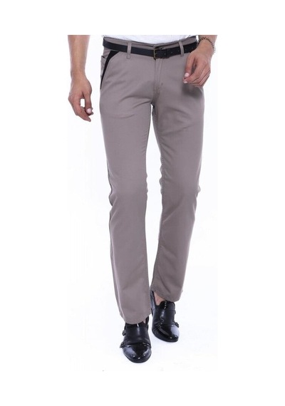 Garnili Cepli Desensiz Slim Fit Bej Erkek Pantolon - Wessi Siyah