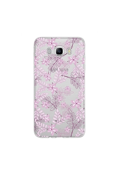 Samsung Galaxy Uyumlu J7 2016 Kapak Floral Pudra Tasarımlı Şeffaf Silikon Kılıf