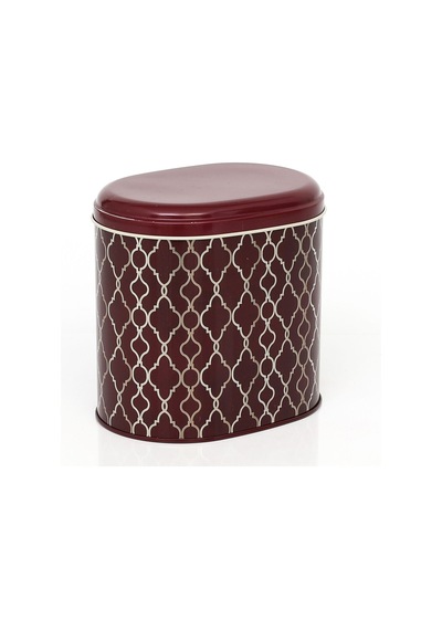 Trellis Old Burgundy Desenli Oval Metal Saklama Kabı 14 x 12 x 13 CM 1.4 L