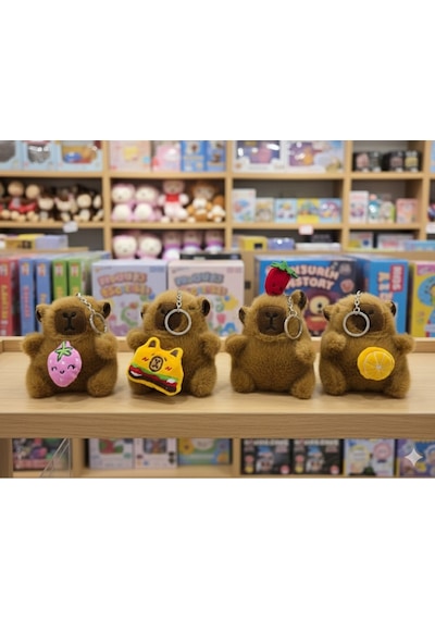 Capybara Anahtarlık Peluş Oyuncak Çanta Süsü Charm Kapibara Karışık Sulfat Meyve