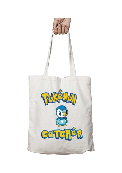 Art Hediye Pokemon Catcher Piplup İki Tarafı Kalıcı Baskılı Yıkanabilir Çanta Çok Renkli