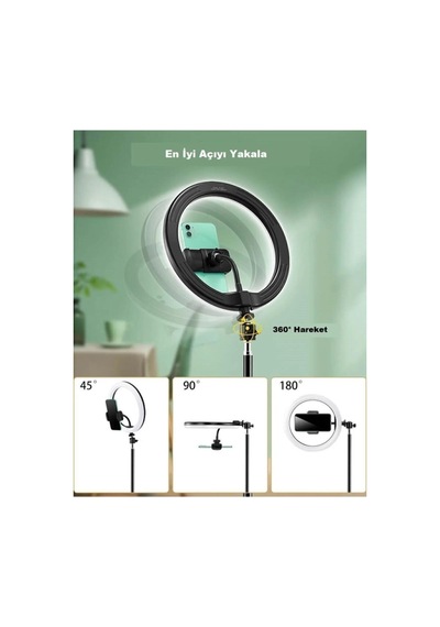 İng Light 14 Inç Tiktok Youtuber Çekim Tripod Işıklı Telefon Tutucu Makyaj Işığı +2.1 Mt Tripod