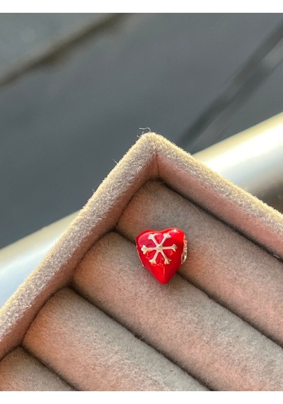Kar Tanesi Desenli Kalp Charm Gümüş Kaplama