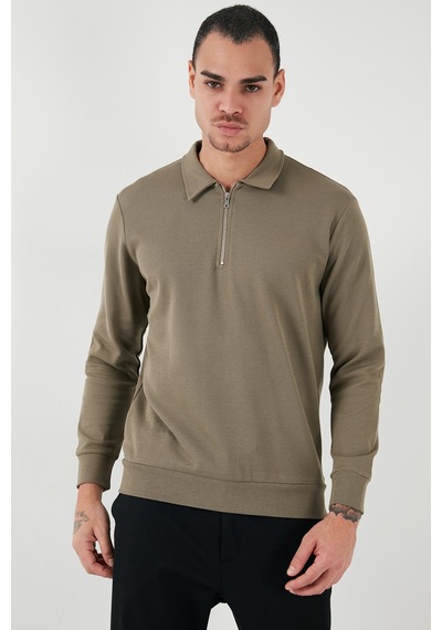 Buratti Pamuklu Regular Fit Yarım Fermuarlı Polo Yaka Erkek Sweat 5905805 Vizon Yeşili Buratti Pamuklu Regular Fit Yarım Fermuarlı Polo Yaka Erkek Sweat 5905805 Vizon Yeşili