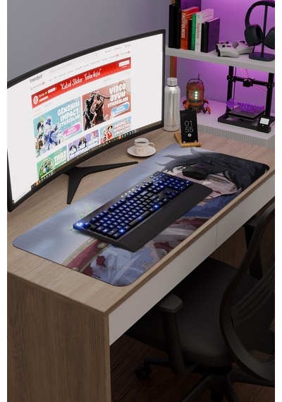 Black Clover Anime V1 - 90x40 Xxl Gaming Kauçuk Kaymaz Taban Mouse Pad Fare Altlığı