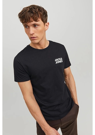 Jack & Jones Jack&jones Corp Ss Erkek Siyah Baskılı Bisiklet Yaka Tişört Siyah