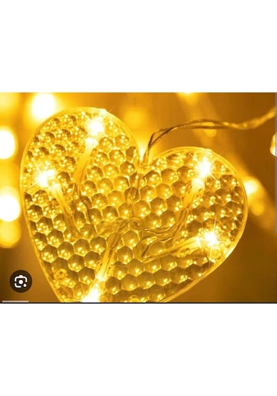 Kalp Perde Led 3m 6 Sıra 12 Adet Kalp Led Işık Gün Işığı Çok Renkli