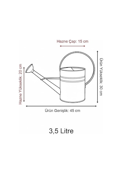 Olivia 3,5 Litre Metal Çiçek Bahçe Sulama Kabı Modern Dekoratif Çok Amaçlı Sulak Beyaz