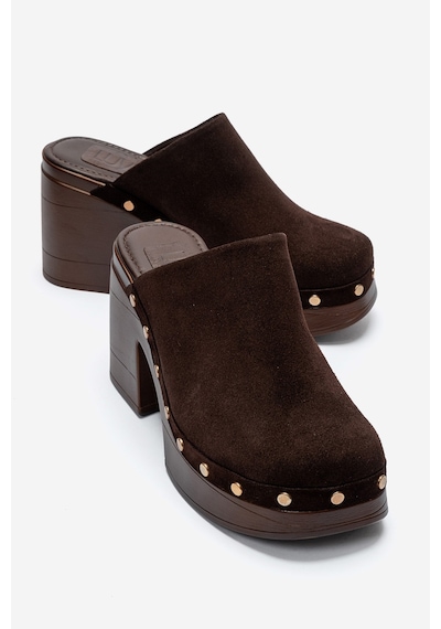 Luvishoes Bellune Kahverengi Süet Hakiki Deri Perçin Detaylı Kadın Kalın Topuklu Terlik Luvishoes Bellune Kahverengi Süet Hakiki Deri Perçin Detaylı Kadın Kalın Topuklu Terlik