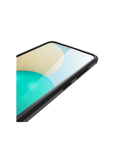 Noktaks - Galaxy A02 Uyumlu Kılıf Deri Dikiş Görünümlü Niss Karbon Silikon Kapak - Lacivert - T16721