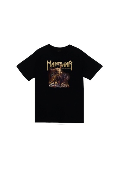 Stoned&Fame Unisex Siyah Manowar Baskılı Kısa Kollu T-shirt SIYAH