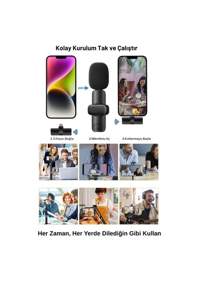 Wearfitpro X11ios Apple Cihazlara Uyumlu Tak Çalıştır Yaka Mikrofonu Kablosuz Mikrofon