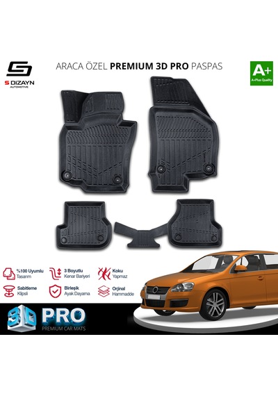 S-dizayn Vw Jetta 3d Pro Havuzlu Paspas 2008-2010 A+ Kalite
