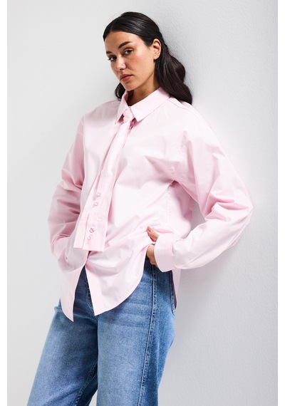 Itsbasic Kadın Pembe Oversize Kravat Detaylı Özel Tasarım Bol Kesim Gömlek