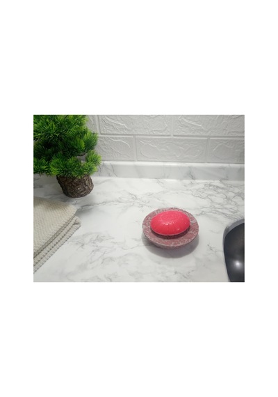 Buççin Online Mağaza Sabunluk Pembe Örgü Model Poliresin 13x13x2cm Banyo Seti Reçine Pembe Çok Renkli