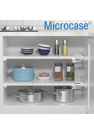 Microcase Uzunluk Ayarlamalı Dolap İçi Raf 35x48-80 Cm 3 Adet Al5705 Beyaz